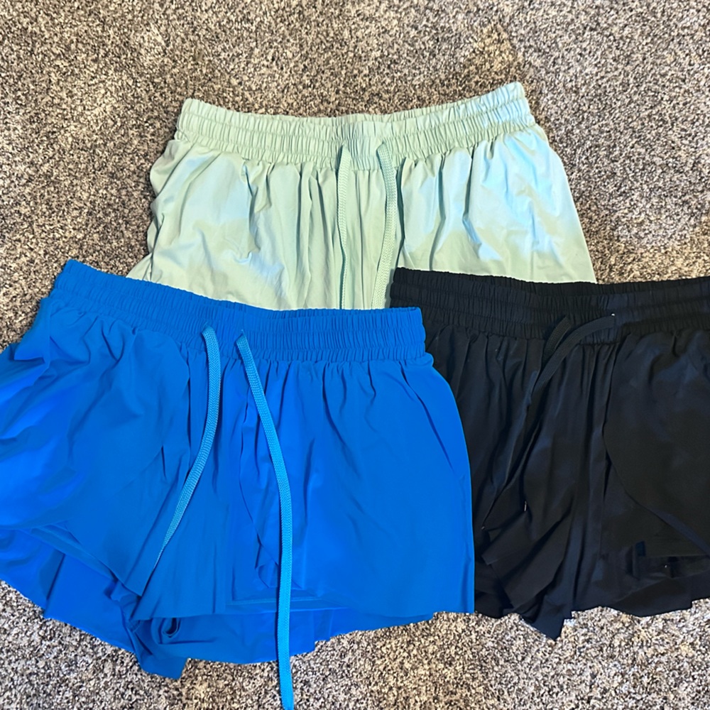 3 pair XL Flowy Butterfly Women’s Shorts with spandex type liner
